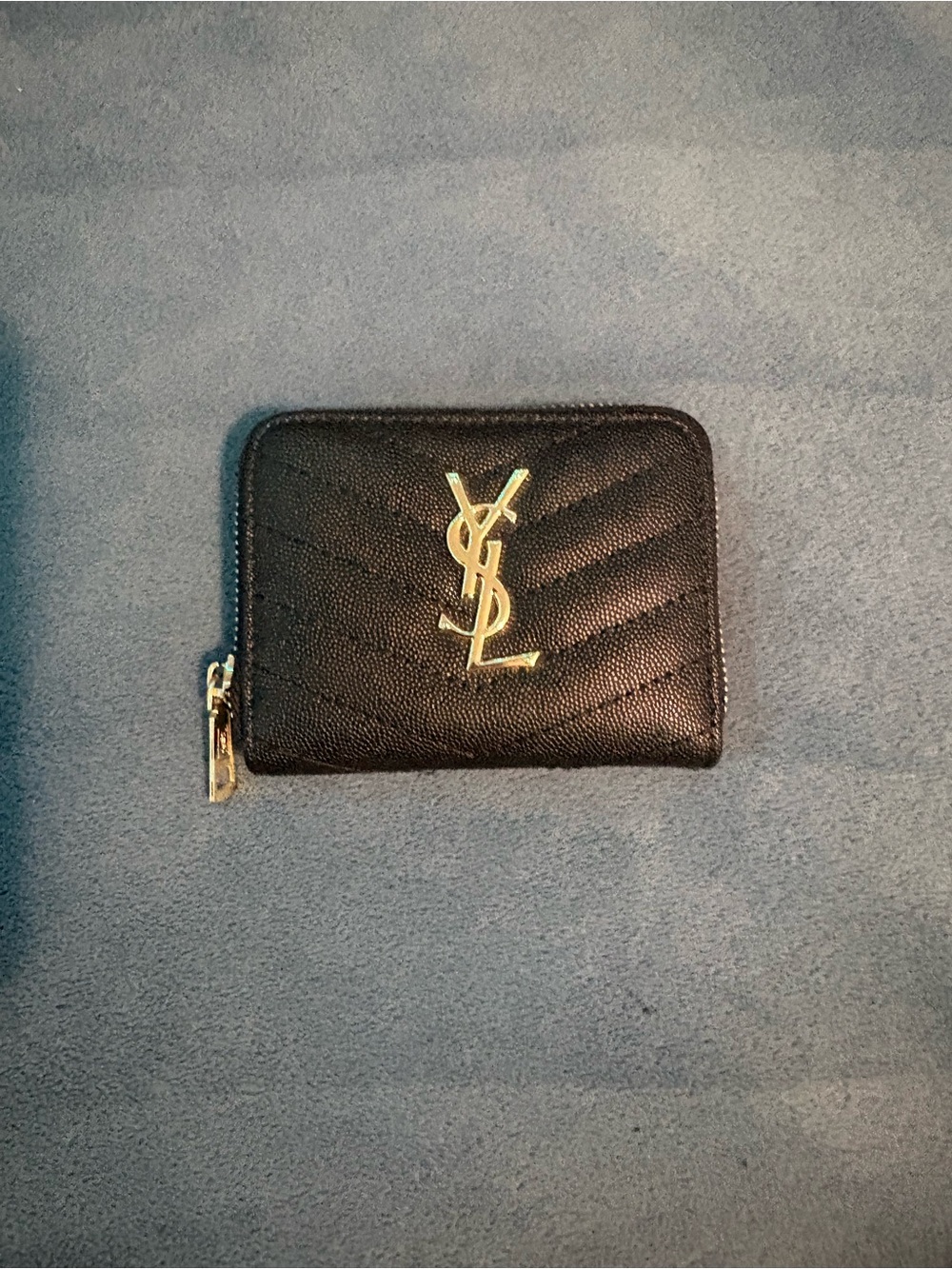 Saint Laurent Black Quilted Card Holder with Gold YSL Logo